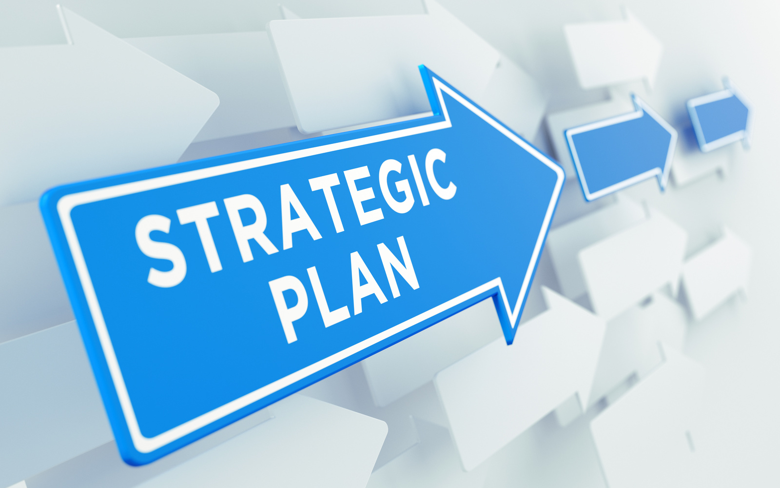 Strategic Plan Text On Blue Directional Sign
